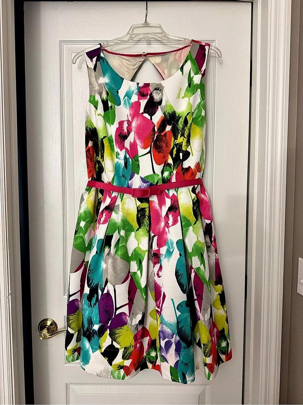 Eliza J Floral Midi Dress White Multicolor Size 20W Like New